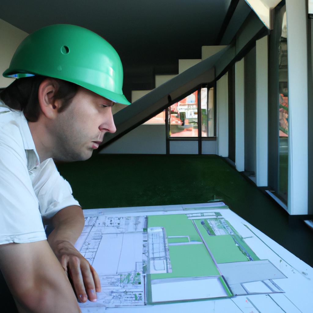 Architect designing sustainable green building
