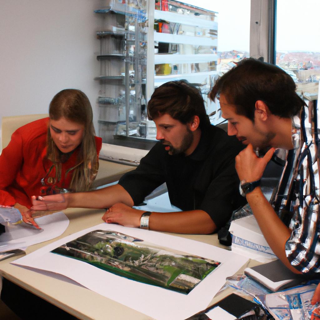 Architects discussing urban planning perspectives
