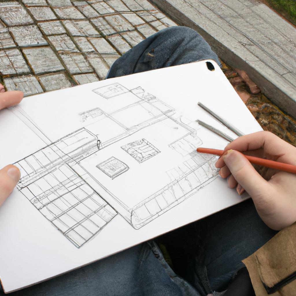 Person sketching urban design plans